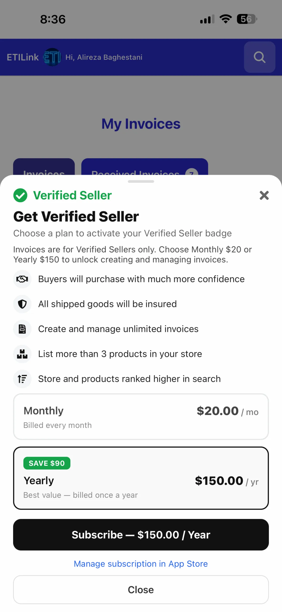 قابلیت پرداخت در اپلیکیشن
