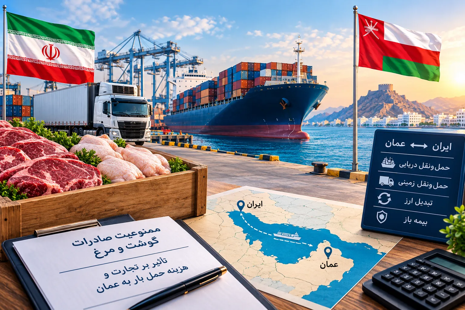 ممنوعیت صادرات گوشت و مرغ؛ تأثیر بر تجارت و هزینه حمل بار به عمان