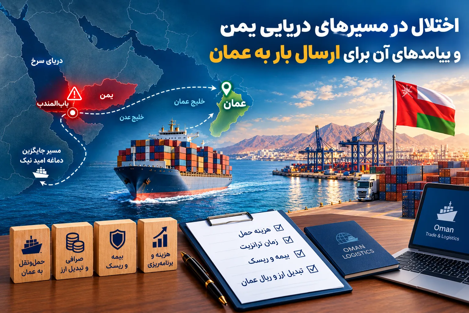 اختلال در مسیرهای دریایی یمن و پیامدهای آن برای ارسال بار به عمان